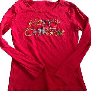 Womens Merry Christmas Holiday Long Sleeve Tshirt